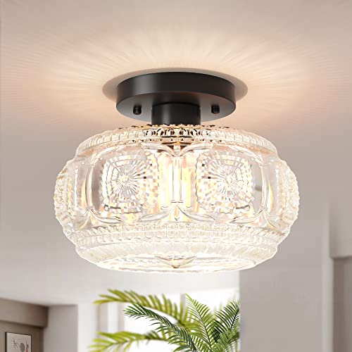 Globe Glass Semi Flush Mount Ceiling Light Fixture