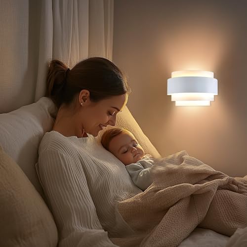 Modern Wall Sconce Indoor Wall Light Fixture Half Moon Metal Wall Lamp White for Stair Hallway Home Theatre Bedroom