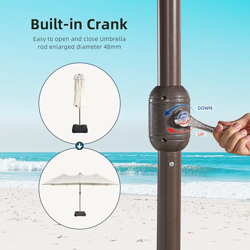 15Ft Patio Umbrella With Multicolor Solar Light