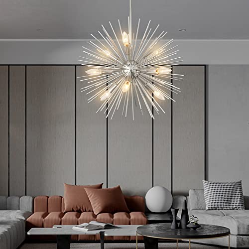 20in 9 Lights Nickel Sputnik Chandelier Mid