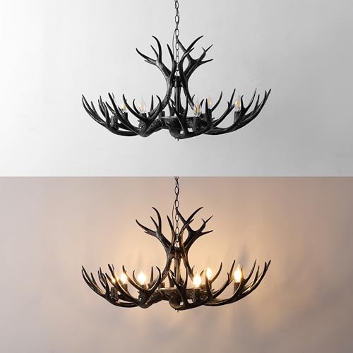 Eldora 8 Light Resin Antler Chandelier 36"