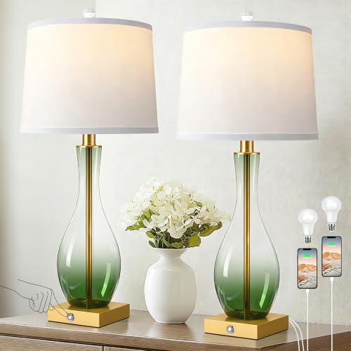 27" Glass Table Lamps Set of 2 (2 Count)
