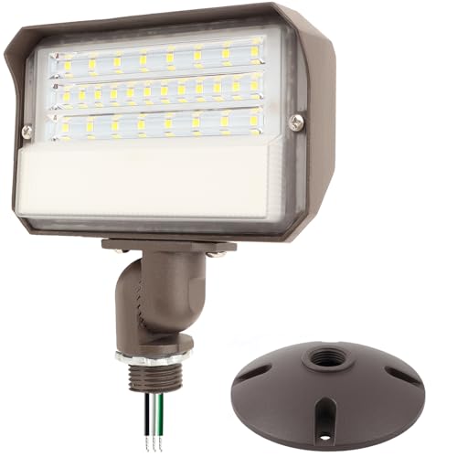 Dusk to Dawn Outdoor 25W LED Flood Light with Knuckle & Plate Mount