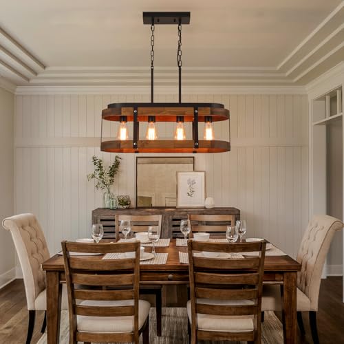 Rustic Farmhouse Wood Kitchen Island Lighting