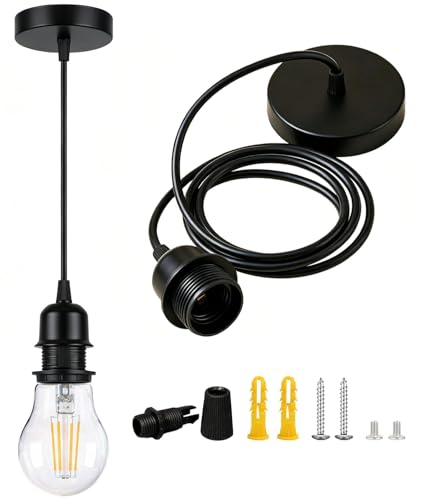 UL Listed] Black Pendant Light Kit Industrial