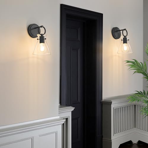 Wall Sconces 2 Pack Vanity Light Fixtures for Bathroom Black