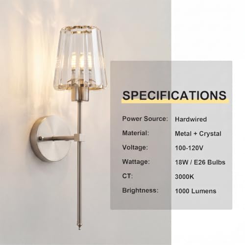 Hardwired Crystal Wall Sconces Set of 2 (2 Count)