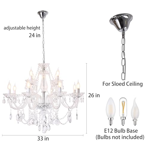 12 Light Contemporary Crystal Chandelier for Living Room