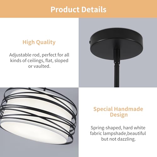 16" Black Drum Chandelier 3