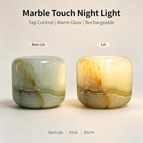 Natural Marble Lamp Cordless Touch Control Night Light 3