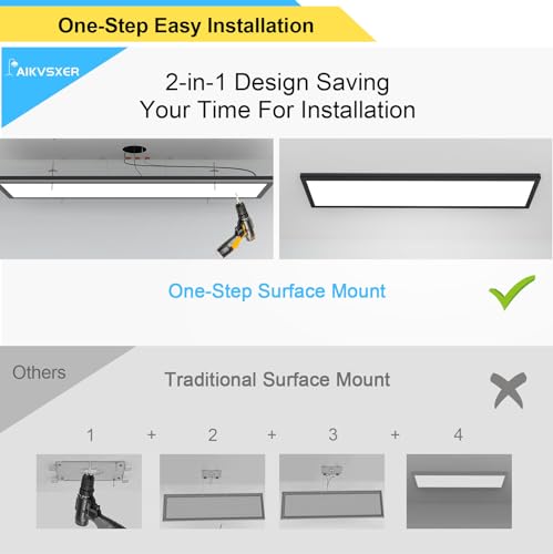 6 Pack 1x4 LED Flat Panel Light Surface Mount Black (6 Count)