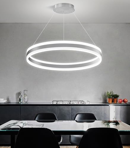 D23.6'' Modern Ring Chandelier for Dining Room LED Dimmable Pendant Lighting High Ceiling Chandelier for Living Room Foyer Bedroom Entryway 3000K
