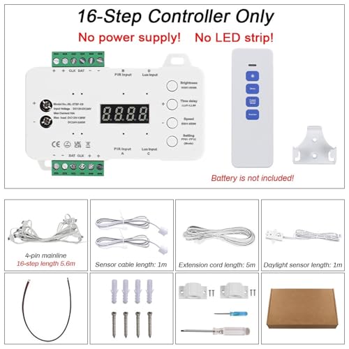 Smart Motion Sensor Stair Light 16 20 Step Staircase with Remote Controller Light Sensor 3000K LED Strip