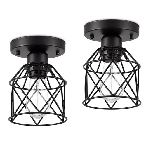 2 Pack Farmhouse Semi Flush Mount Ceiling Light Fixture