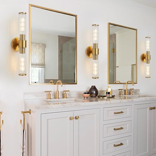 Hardwired Gold Vanity Light Threaded Glass Wall Sconce 2 Pack (2 Count)