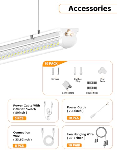 10Pack 8FT LED Shop Light (10 Count)