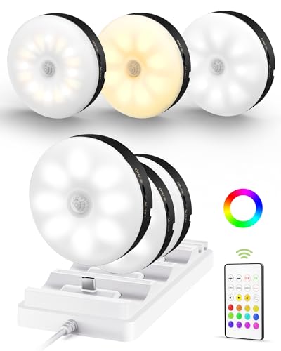 RGB Puck Lights with Charging Station (6 Count)