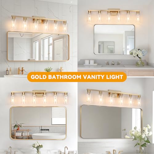 6 Light Bathroom Vanity Light Brushed Gold