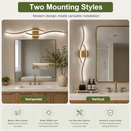 Modern Vanity Lights Dimmable Bathroom Light Fixtures Over Mirror Bathroom LED Vanity Light for Bathroom Living Room
