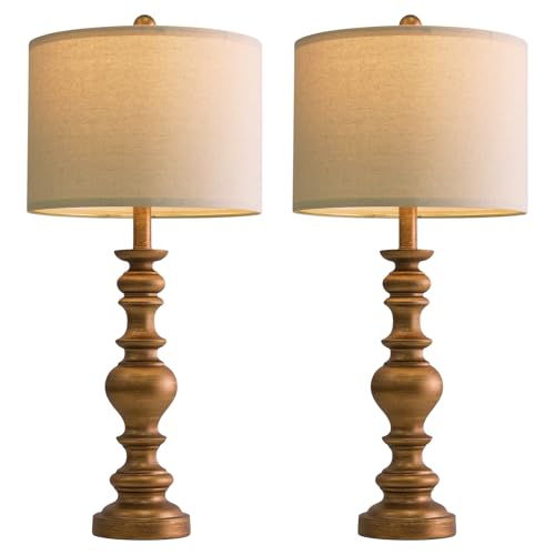 27" Antique Gold Table Lamps Set of 2