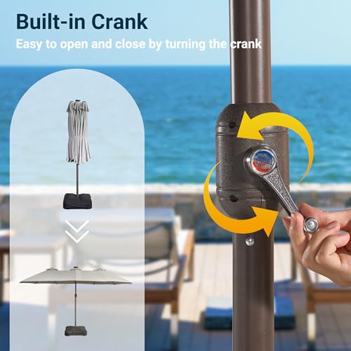 15 Ft Umbrella Outdoor Patio Solar Lights with Base