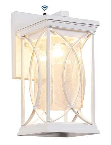 White Outdoor Sconce Dusk to Dawn Exterior Light Fixtures Wall Mount Porch Light Modern Outdoor Wall Light Aluminum with Crack