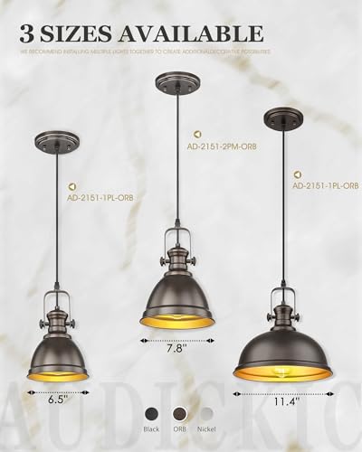 Oil Rubbed Bronze Pendant Light for Kitchen Island