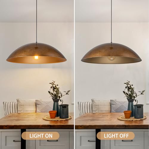 Vintage Antique Brass Dome Pendant Light