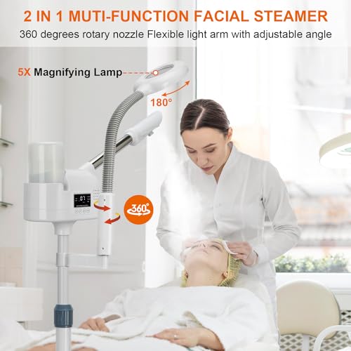 Professional Facial Steamer with 5X Magnifying Lamp