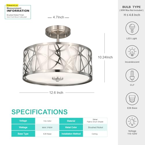 3 Light Semi Flush Mount Ceiling Light