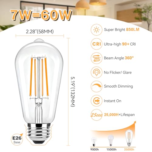Dimmable Amber Light Bulbs 60 Watt Equivalent (6 Count)