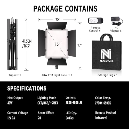 40W RGB Photography Lighting with 20 Effects