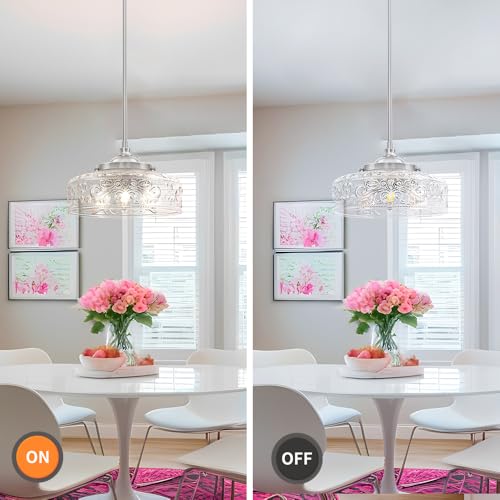 Brushed Nickel Pendant Light with Clear Glass Lampshade