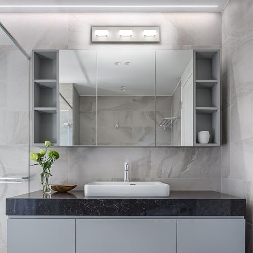 Brushed Nickel Bathroom Vanity Lights Metal Acrylic LED Modern Bathroom Wall Lighting Fixtures Brushed Nickel