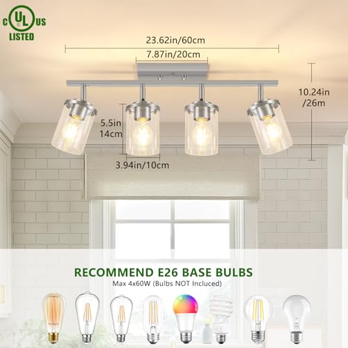 4 Lights Brushed Nickel Kitchen Lighting Fixtures Ceiling