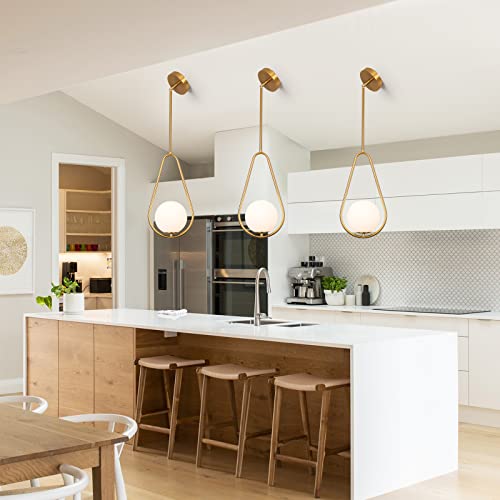 Gold Pendant Lighting Brass Finished Modern Style Kitchen Island Lighting