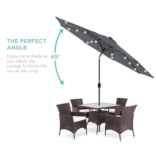 10ft Solar Polyester LED Lighted Patio Umbrella w