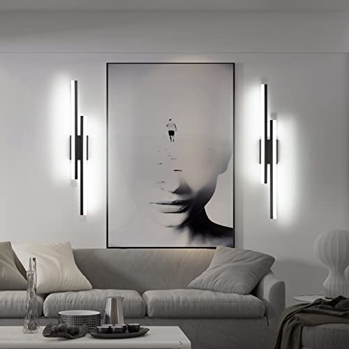 LED Bathroom Vanity Light 32inch Bathroom Light Fixtures Over Mirror Black Modern Bath Vanity Lighting Bar Dimmable