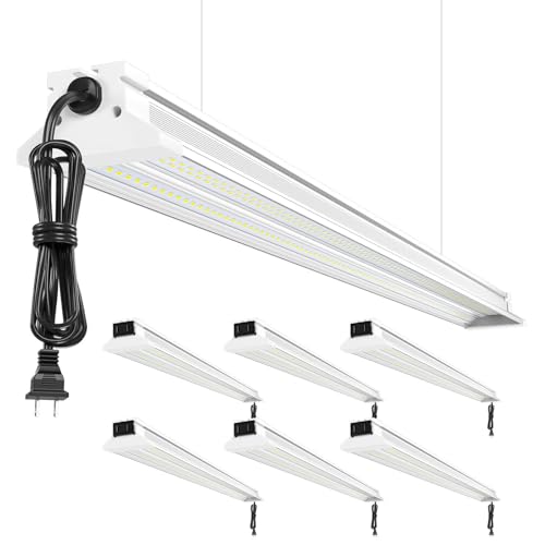 Upgrade Super Bright 6 Pack 60W LED Shop Lights 4FT 9000LM 5000K for Shop (6 Count)