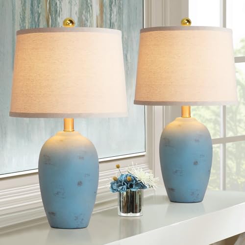 21'' Set of 2 Coastal Small Ceramic Lamps for Bedroom (2 Count)