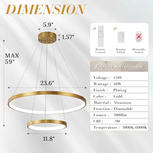 Gold LED Ring Chandeliers Modern 2