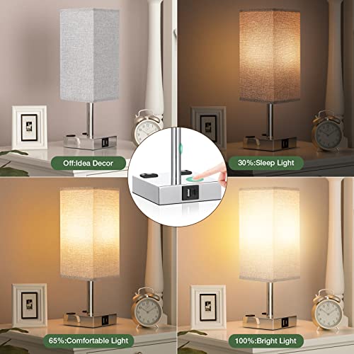 Light Grey Touch Lamps Set for Bedroom (2 Count)