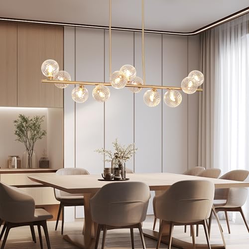 Dining Room Chandelier 51" Gold Sputnik Chandelier Linear Chandeliers for Dining Room