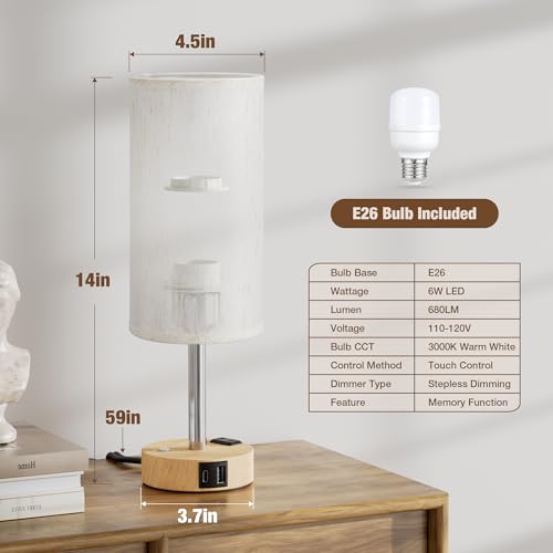 Touch Bedside Table Lamp for Bedroom