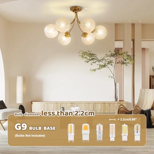 6 Light Snowflake Glass Sputnik Chandelier Vintage Ceiling Light