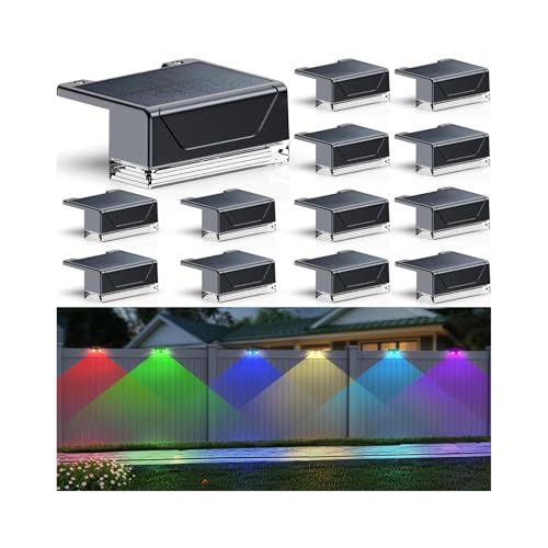 12PK Solar Fence Lights Outdoor Waterproof LED