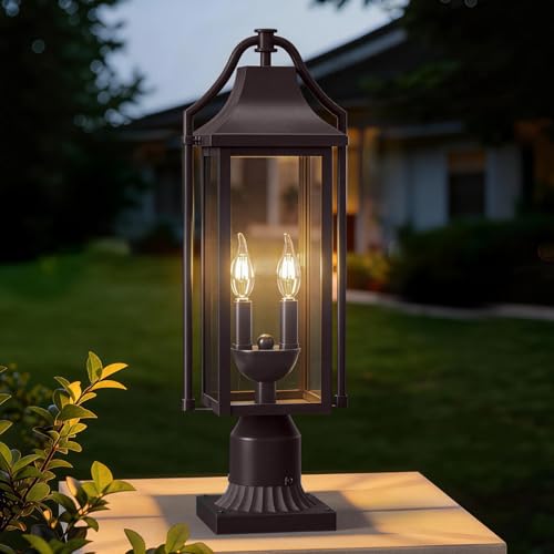 Waterproof 23IN Outdoor Post Lights with Pier Mount Base