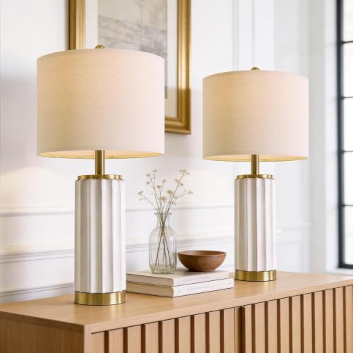 25.75" Off White Ceramic Table Lamp Set of 2 (2 Count)