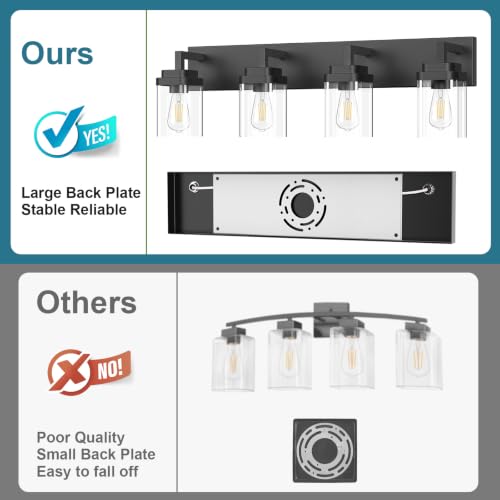Matte Black Bathroom Light Fixtures (Black / 4-Light)