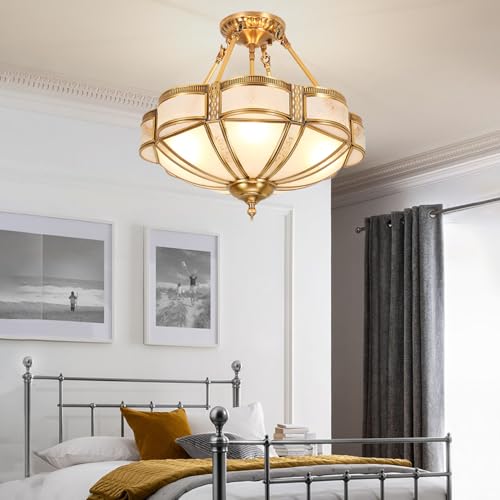 24 Inch Brass Flush Mount Chandelier